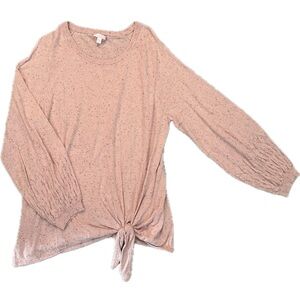 Blush Long Sleeve Tie-Front Sweater